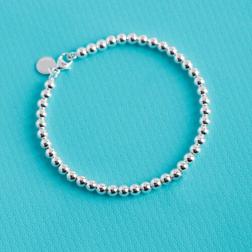925 Silver Beaded Bracelet with Heart