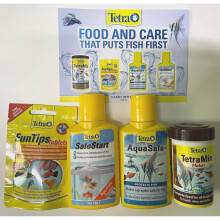TETRA SET OF 4 FISHKEEPING SAFESTART/AQUASAFE/TETRAMIN FLAKES/FUNTIPS TABLETS