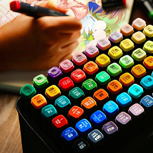 80 Colors Dual Tip Twin Marker Pens Set Artist Sketch