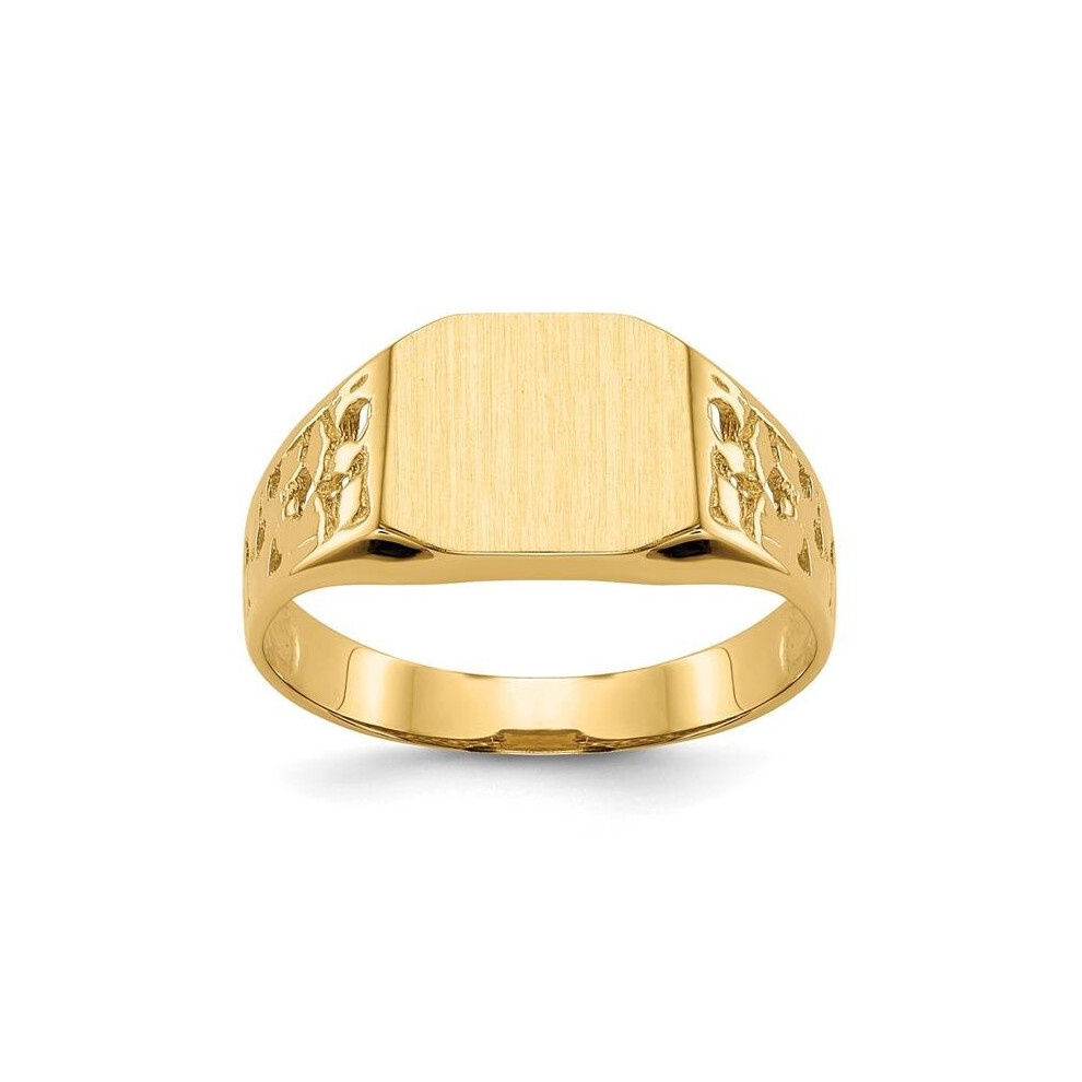 14K Yellow Gold 9 x 10.5 mm Open Back Mens Signet Ring - Size 9