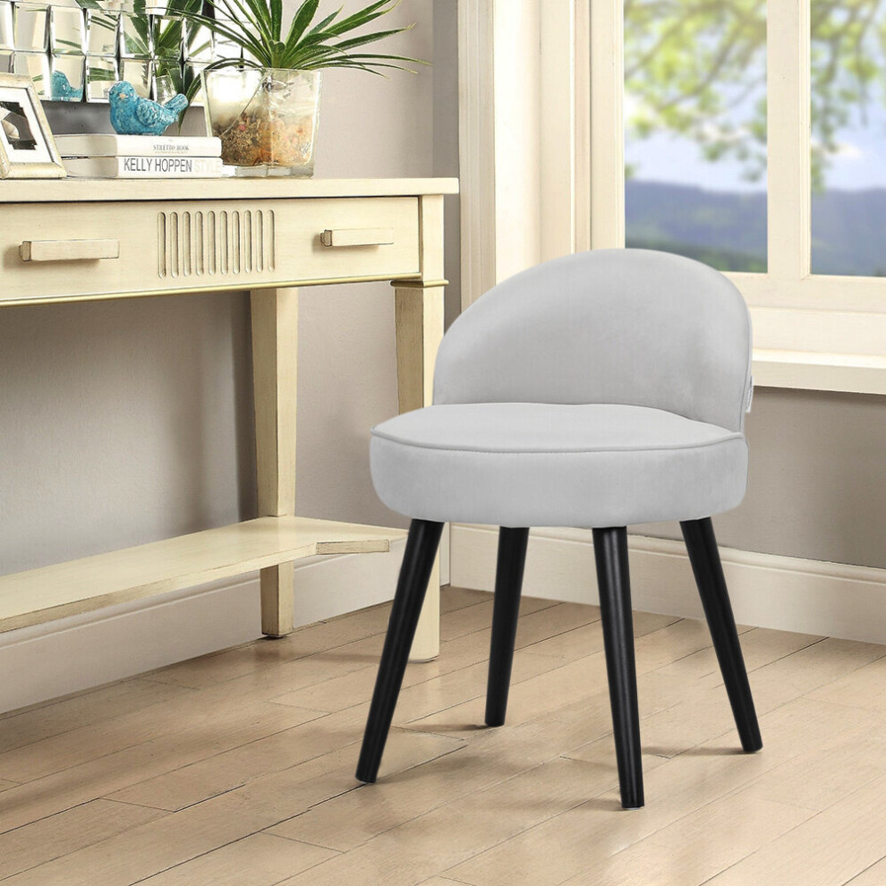 Modern Velvet Dressing Table Stool with Solid Wood Legs