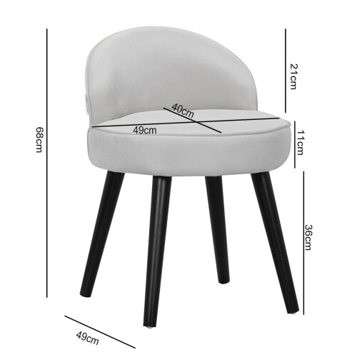 Living And Home Modern Velvet Dressing Table Stool with Solid Wood Legs 1