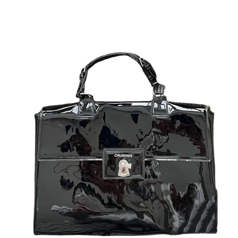 Patent leather black glossy handbag shoulder cross bag