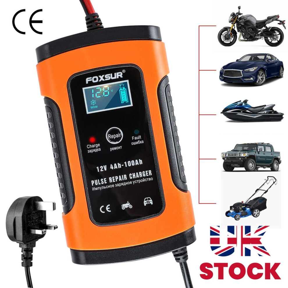 Chargeur de Batterie 12V Automobile Moto Intelligent Pulse Repair