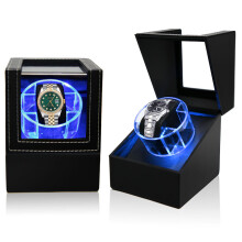 1 Slot Automatic Watch Winder Black 2 Modes With LED Light PU Leather Exterior