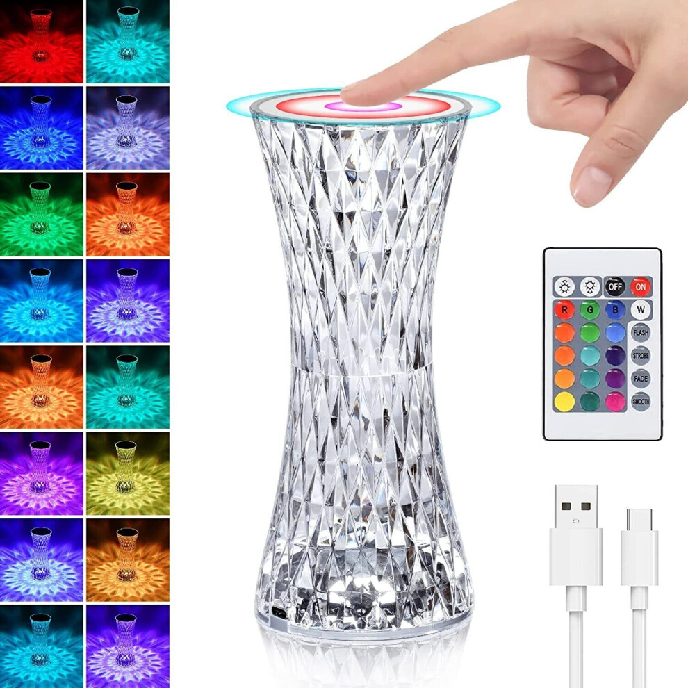 LED Crystal Table Lamp Acrylic Diamond Night Light with Remote Control