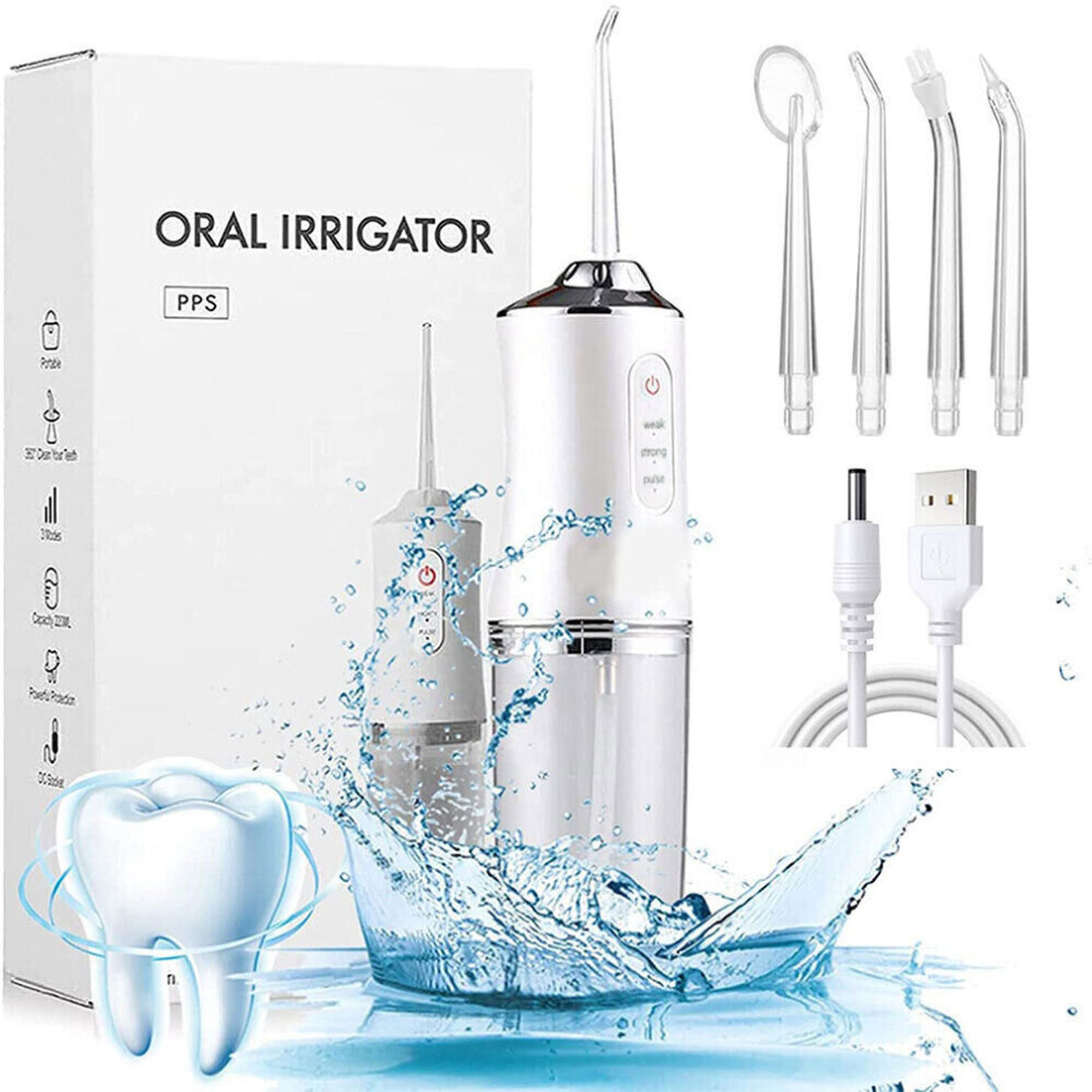 Oph-Sqkj Cordless Water Flosser Dental Oral Irrigator Teeth Cleaner 4 Jet Tips