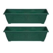 2 Green Venetian Patio Trough Pot Large Plastic Garden Planter 60cm