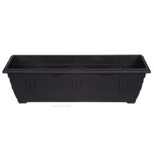 Black Venetian Patio Trough Planter Large Plastic Garden Pot 60cm