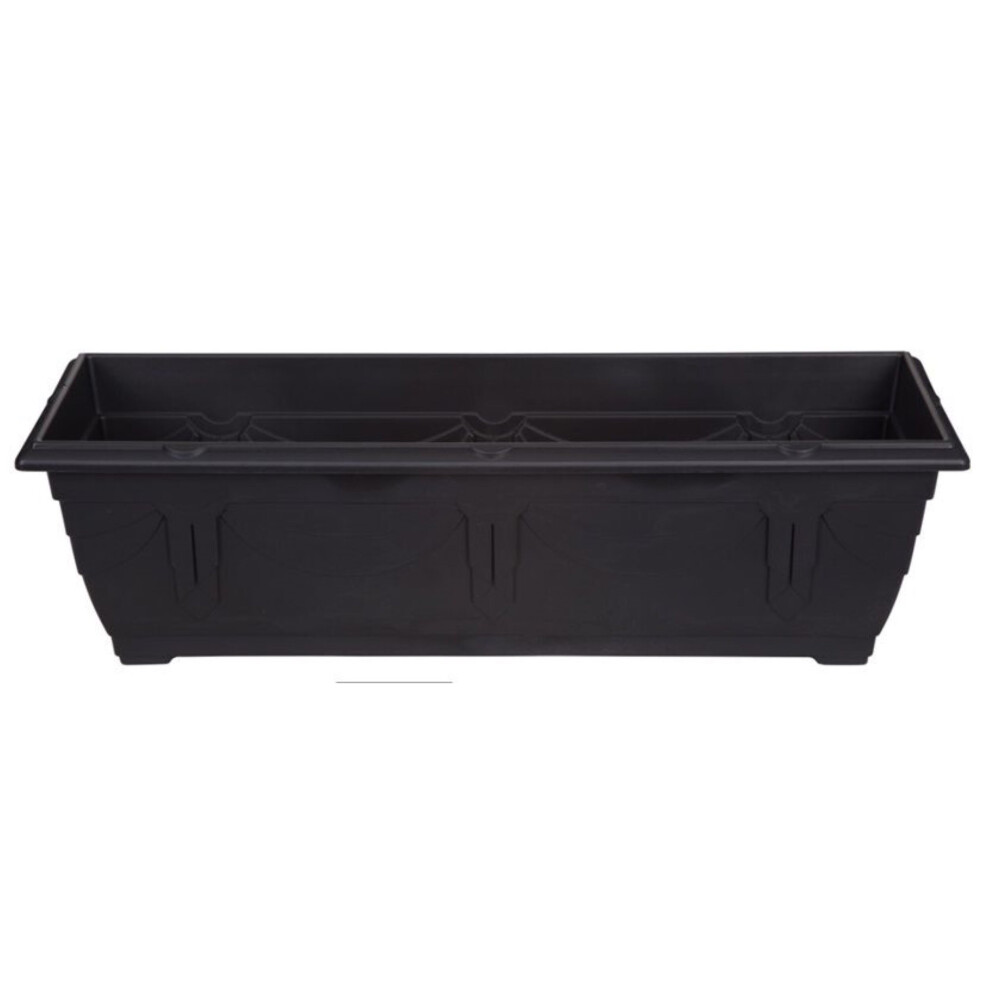 Black Venetian Patio Trough Planter Large Plastic Garden Pot 60cm