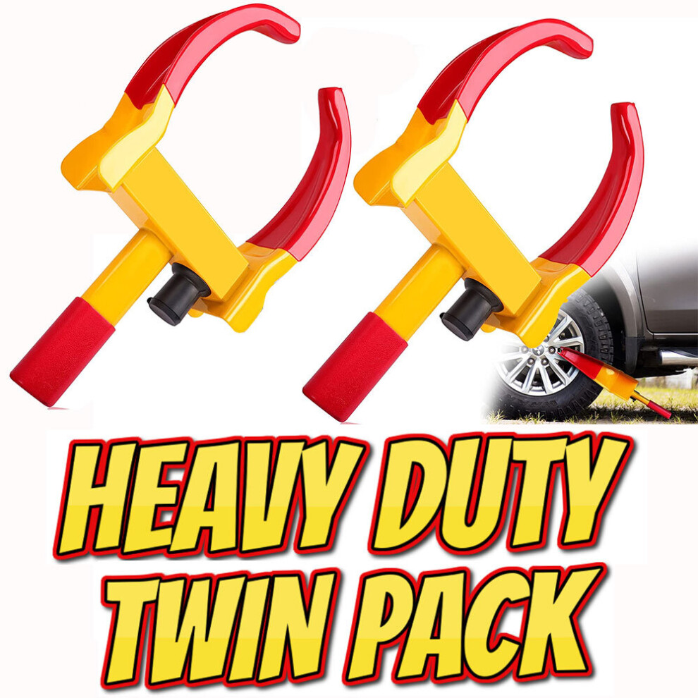 Twin Pack Tyre Wheel Clamp Lock Car Van Trailer Caravan Motorbike Motorcycle