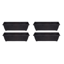 4 Black Venetian Patio Trough Planter Large Plastic Garden Pot 60cm