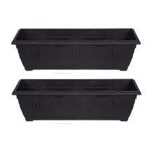 2 Black Venetian Patio Trough Planter Large Plastic Garden Pot 60cm