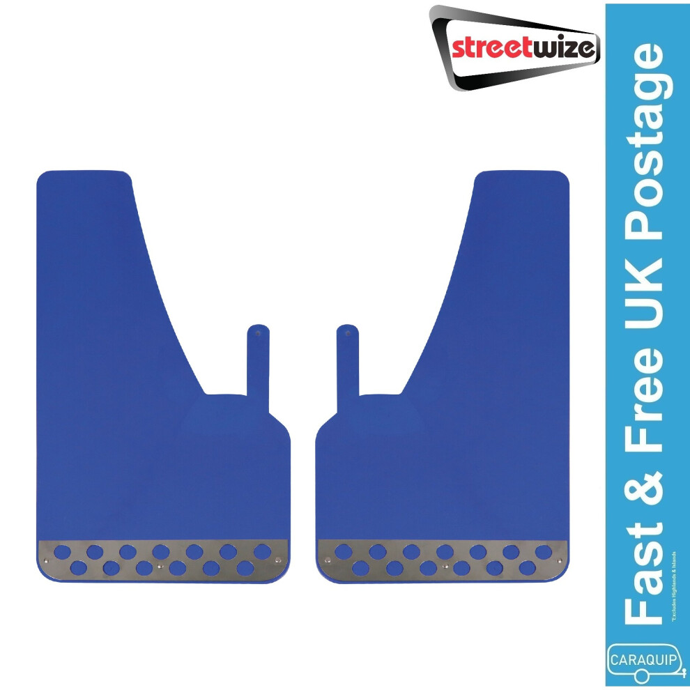Rally Mud Flaps Urban X Chrome Plate Universal Fit Car Van Pair Blue 5026637611759