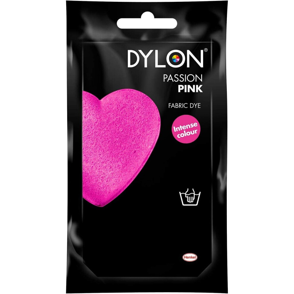 DYLON Hand Dye, Fabric Dye Sachet for Clothes, Soft Furnishings and Projects, 50 g - Passion Pink