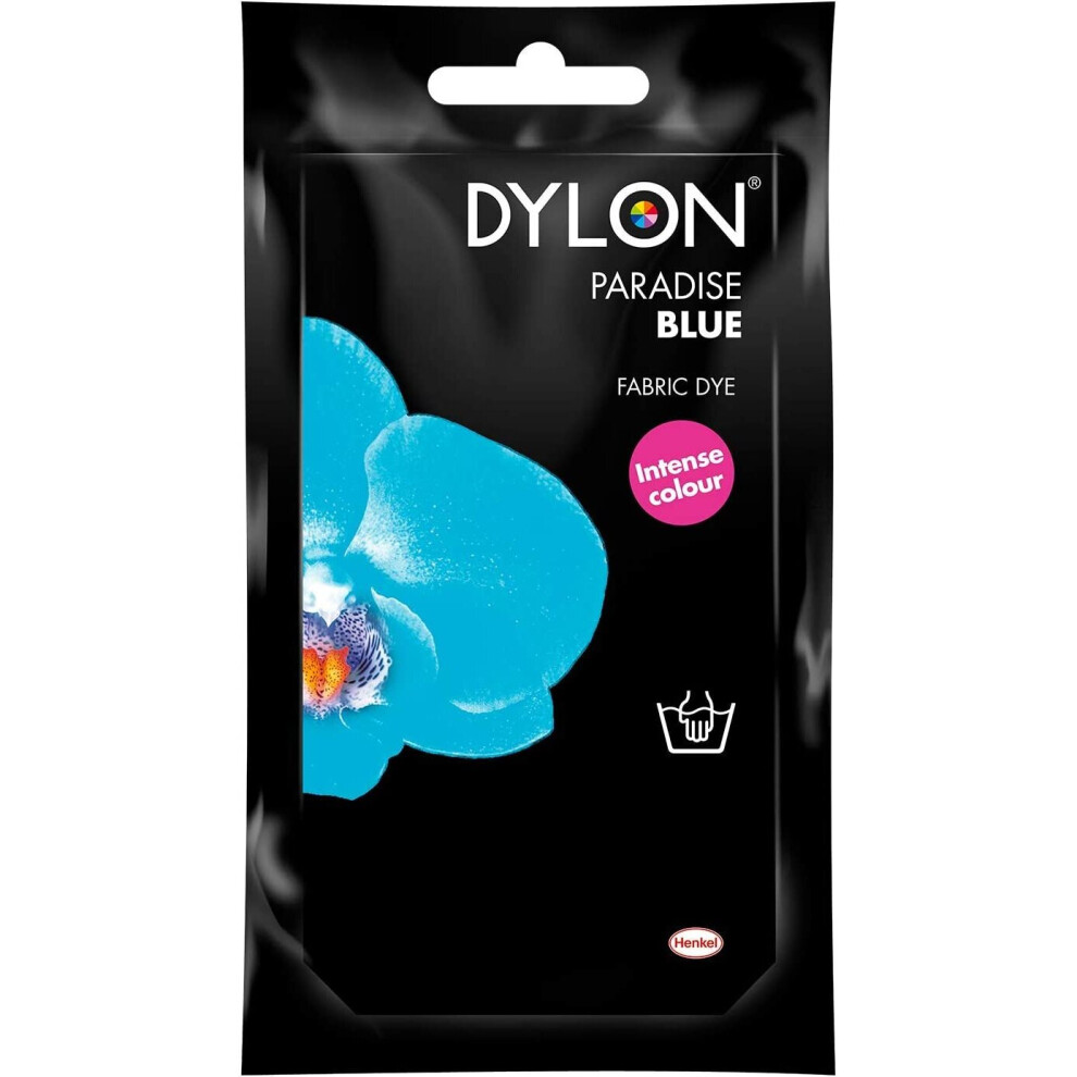 DYLON Hand Dye, Fabric Dye Sachet for Clothes, Soft Furnishings and Projects, 50 g - Paradise Blue
