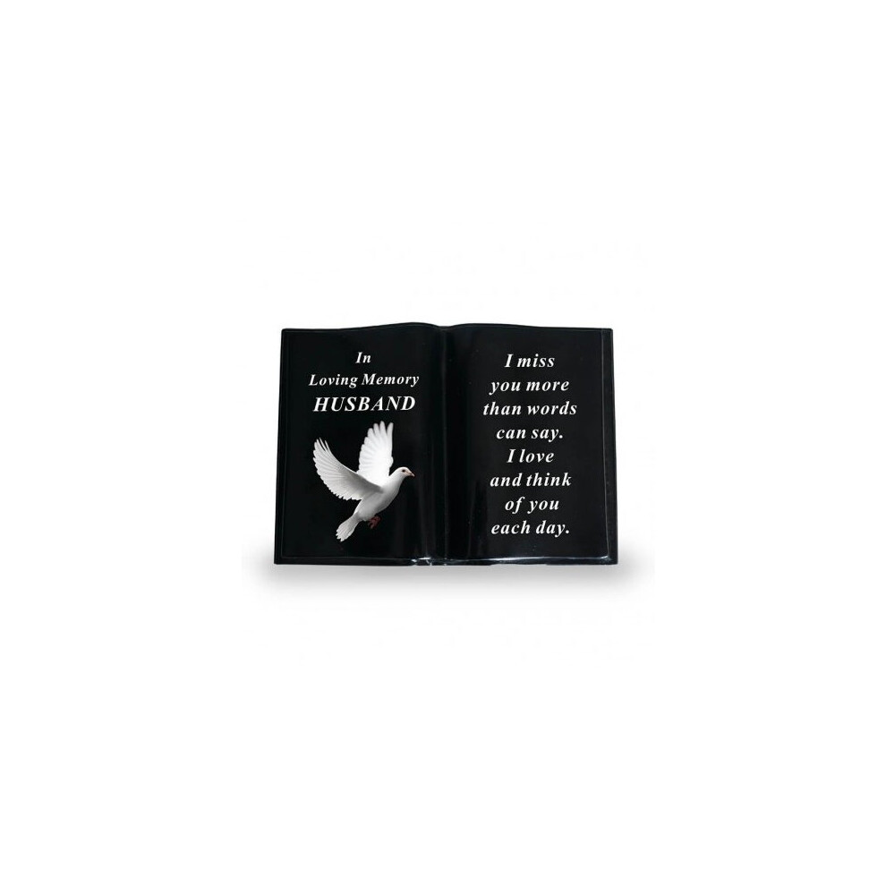 David Fischhoff Graveside Plaque Memorial Book With Dove Ornament - Husband Black