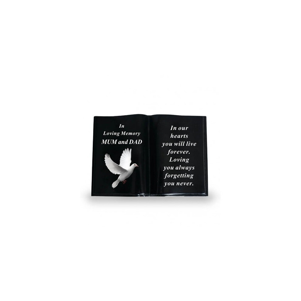 David Fischhoff Graveside Plaque Memorial Book With Dove Ornament - Mum & Dad Black