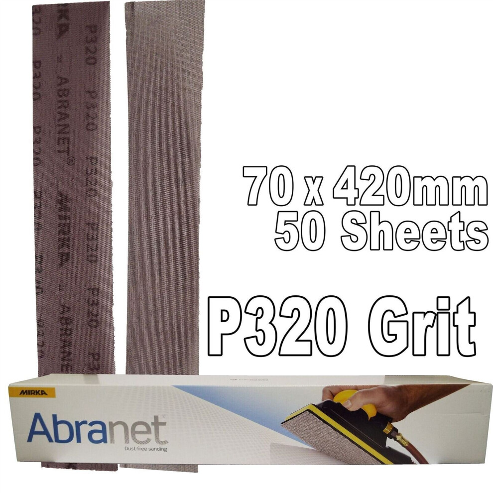 Mirka Abranet 70X420mm P320 Grit 50X Hooknloop Dust Free Sanding Abrasive Strips 6416868527841