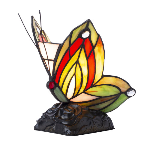 Tiffany by Tiff Table Lamp Butterfly Styled Base - Red, Black