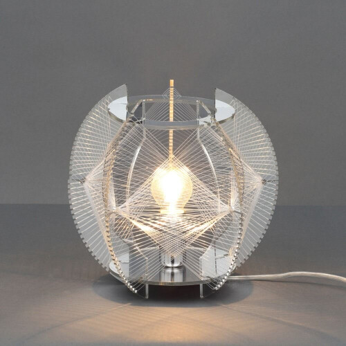 Litecraft Spiro Table Lamp Wire String Ball Base - Polished Chrome 1