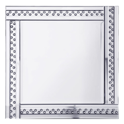 Litecraft Square Mirror With Crystal Effect Studs Frame - Silver