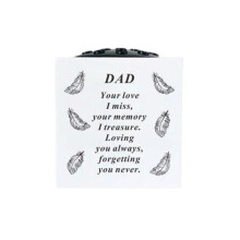 Graveside Memorial Rose Bowl Plastic White Feather Ornament - Dad