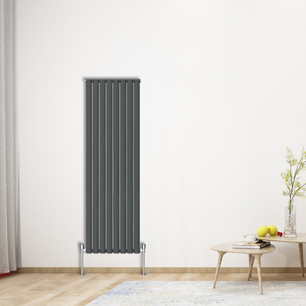 Nrg (Vertical 1600X472mm - Single) Oval Column Designer Radiator Bathroom Central Heating Anthracite
