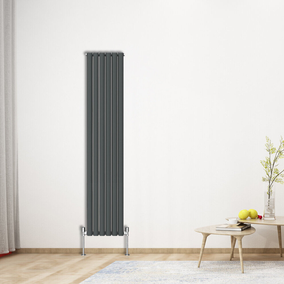 Nrg (Vertical 1800X354mm - Double) Oval Column Designer Radiator Bathroom Central Heating Anthracite