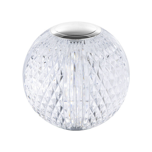 Visconte Tutti Table Lamp Cut Glass Globe Base Chargeable LED - Chrome