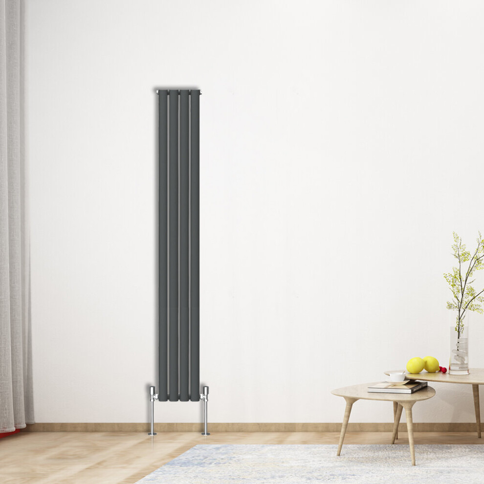 (Vertical 1800x236mm - Single) NRG Oval Column Designer Radiator Bathroom Central Heating Anthracite