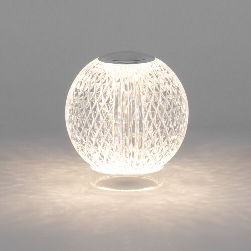 Visconte Tutti Table Lamp Cut Glass Globe Base Chargeable LED - Chrome 1