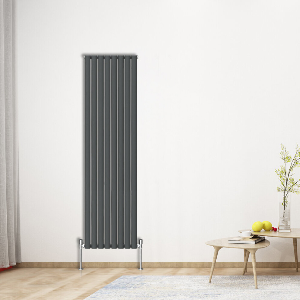 (Vertical 1800x472mm - Single) NRG Oval Column Designer Radiator Bathroom Central Heating Anthracite