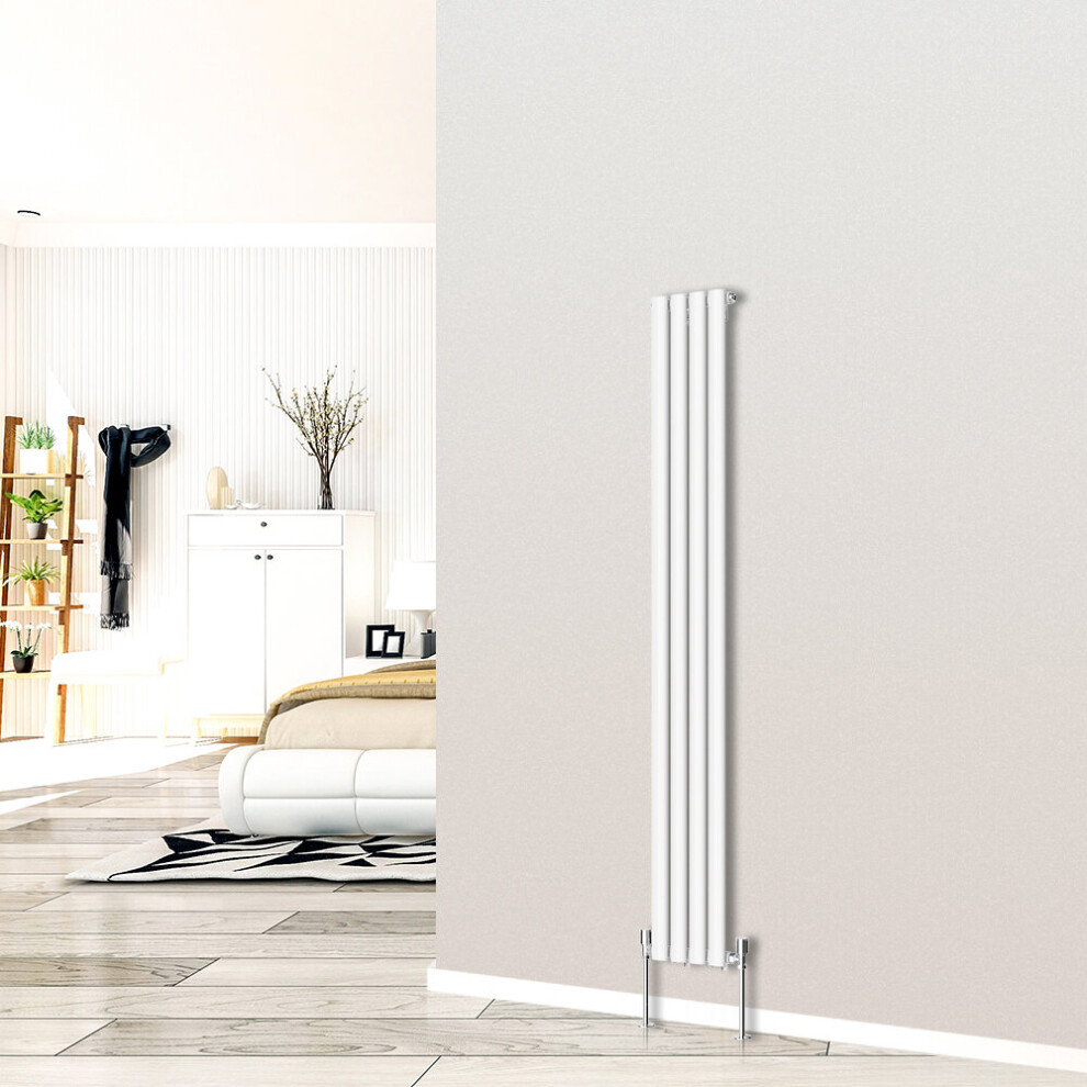 (Vertical 1800x236mm - Single) NRG White Designer Radiator Premium Oval Column Central Heating Perfect for Bathrooms Hallway Kitchen Living Room