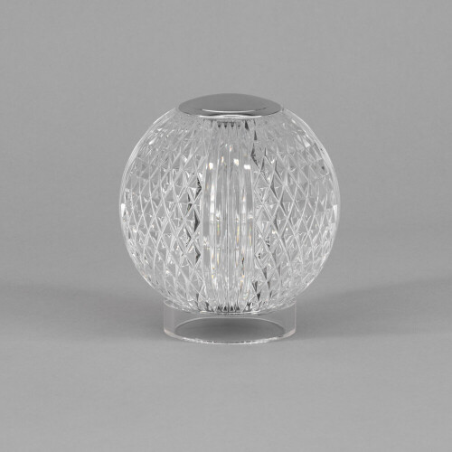 Visconte Tutti Table Lamp Cut Glass Globe Base Chargeable LED - Chrome 2