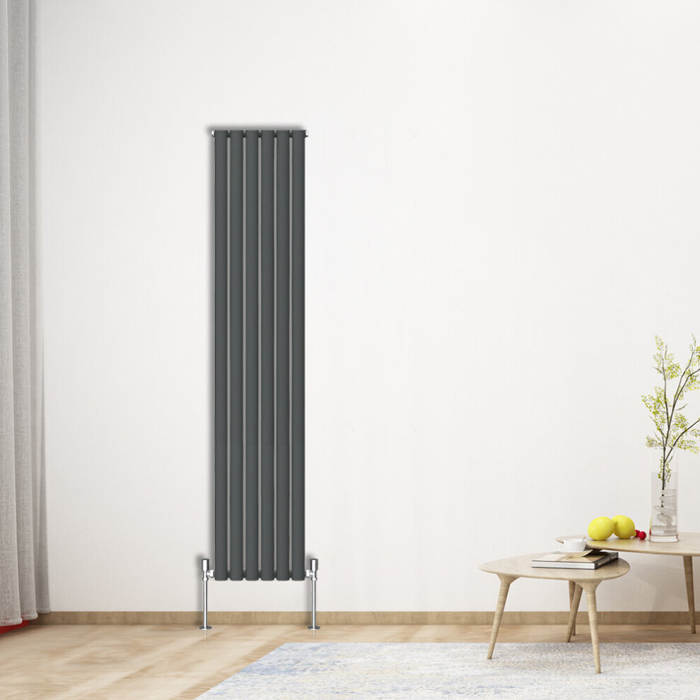 (Vertical 1800x354mm - Single) NRG Oval Column Designer Radiator Bathroom Central Heating Anthracite