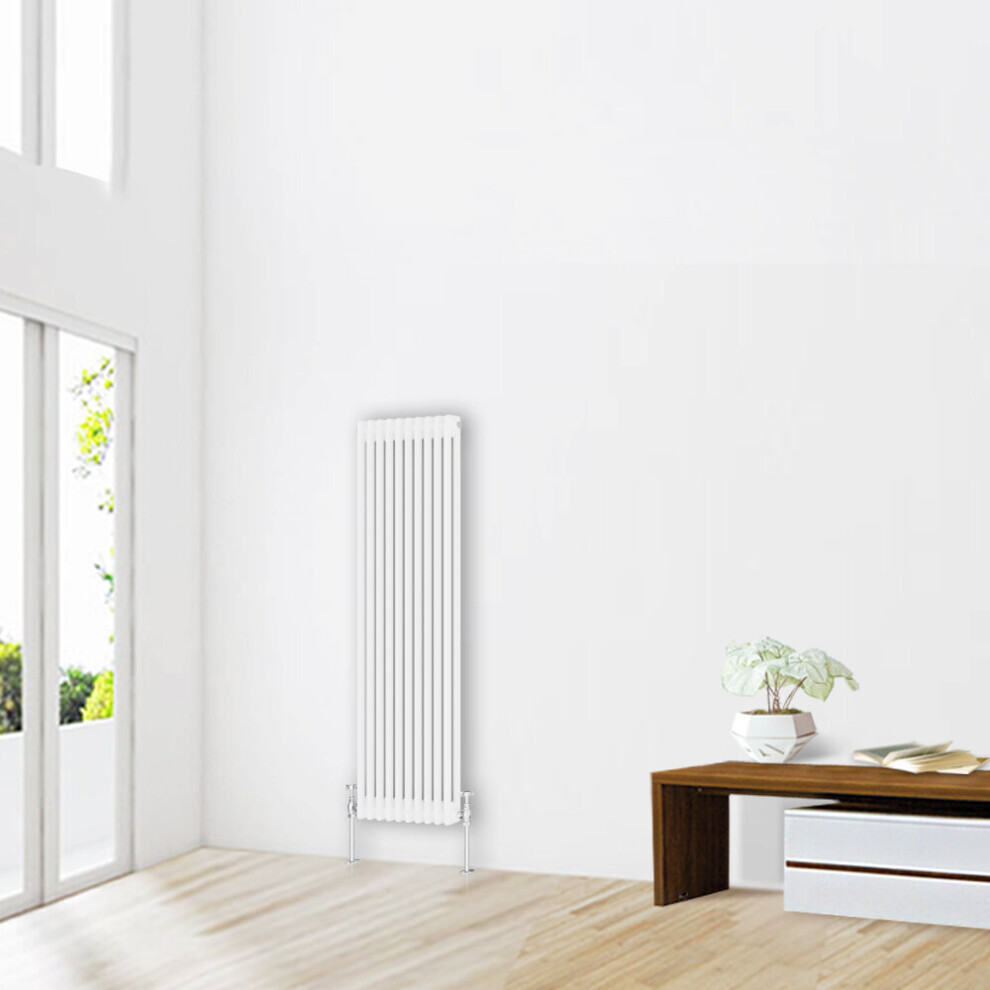 (1500 x 470mm-2 Column) NRG Traditional White Bathroom Cast Iron Radiator