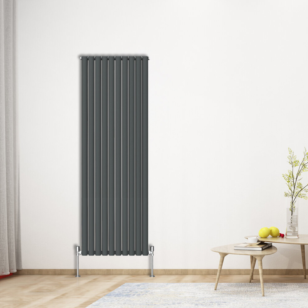 (Vertical 1800x590mm - Double) NRG Oval Column Designer Radiator Bathroom Central Heating Anthracite