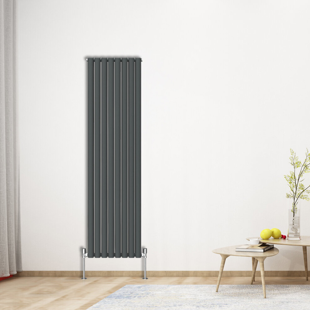 Nrg (Vertical 1800X472mm - Double) Oval Column Designer Radiator Bathroom Central Heating Anthracite