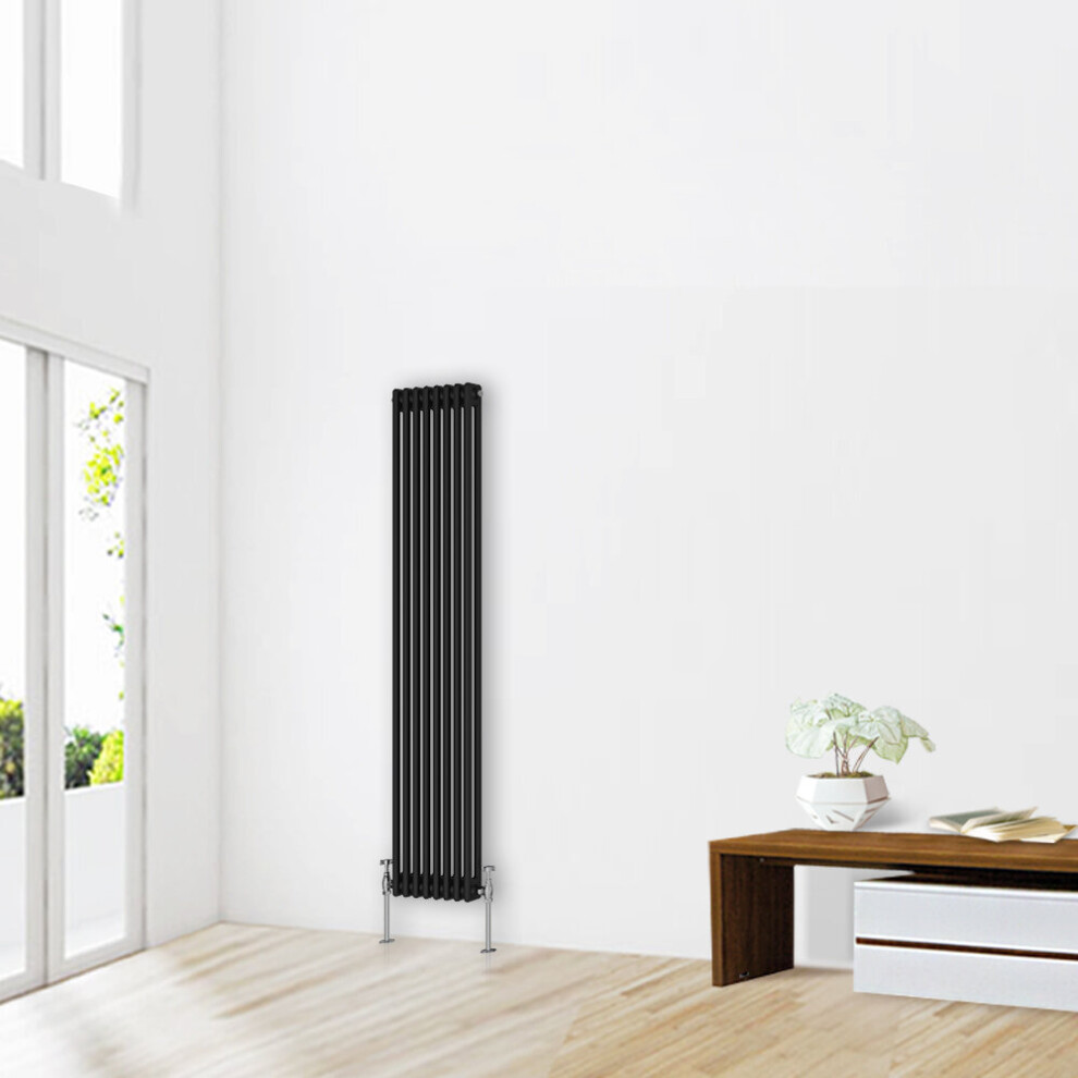 (1800 x 380mm-2 Column) NRG Traditional Black Horizontal Vertical Bathroom Cast Iron Radiator