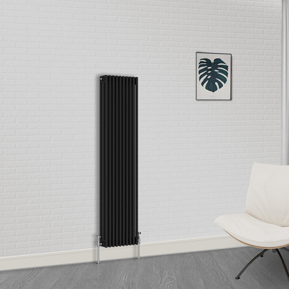 (1800 x 470mm-3 Column) NRG Traditional Black Horizontal Vertical Bathroom Cast Iron Radiator