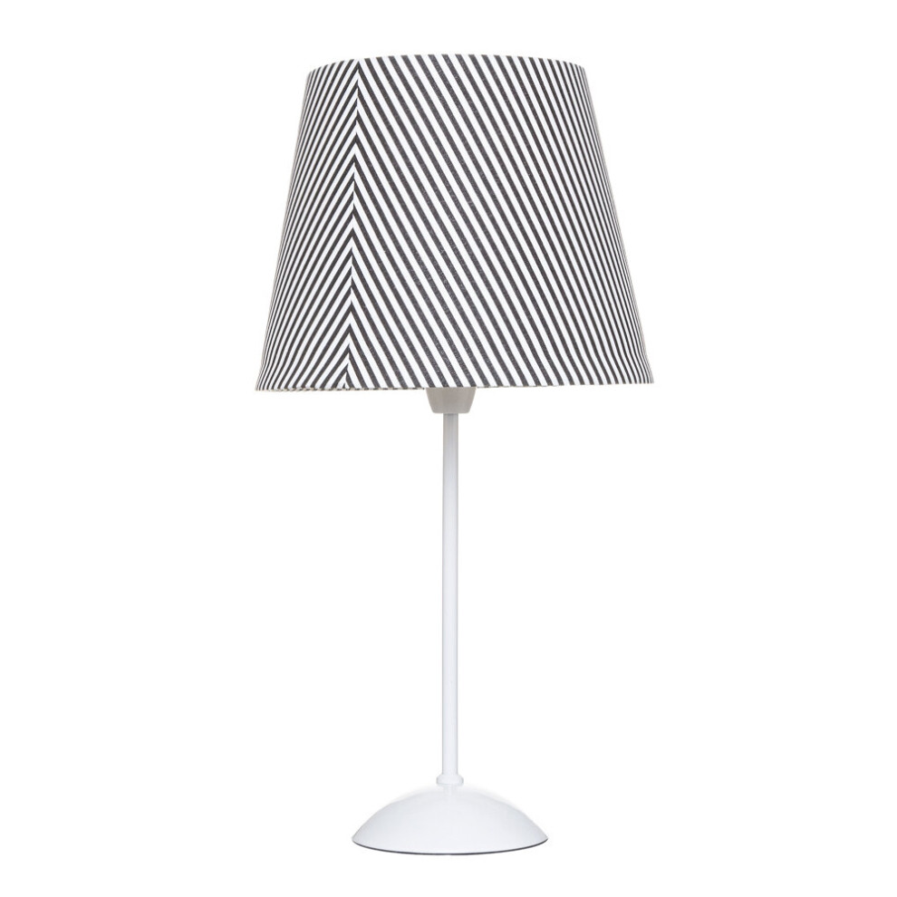 Litecraft Table Lamp Stick Base With Striped Tapered Shade - White