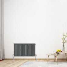 (Horizontal 600x1003mm - Single) NRG Oval Column Designer Radiator Bathroom Central Heating Anthracite