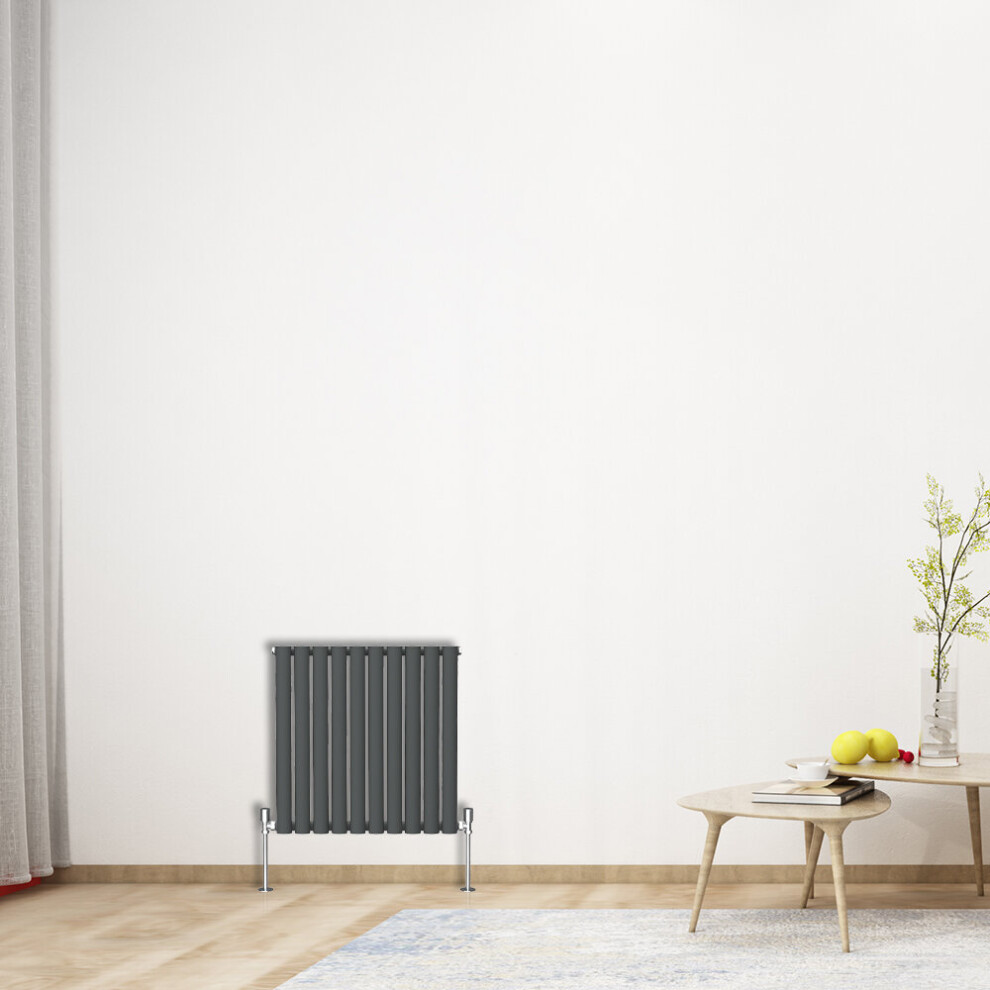 (Horizontal 600x590mm - Single) NRG Oval Column Designer Radiator Bathroom Central Heating Anthracite