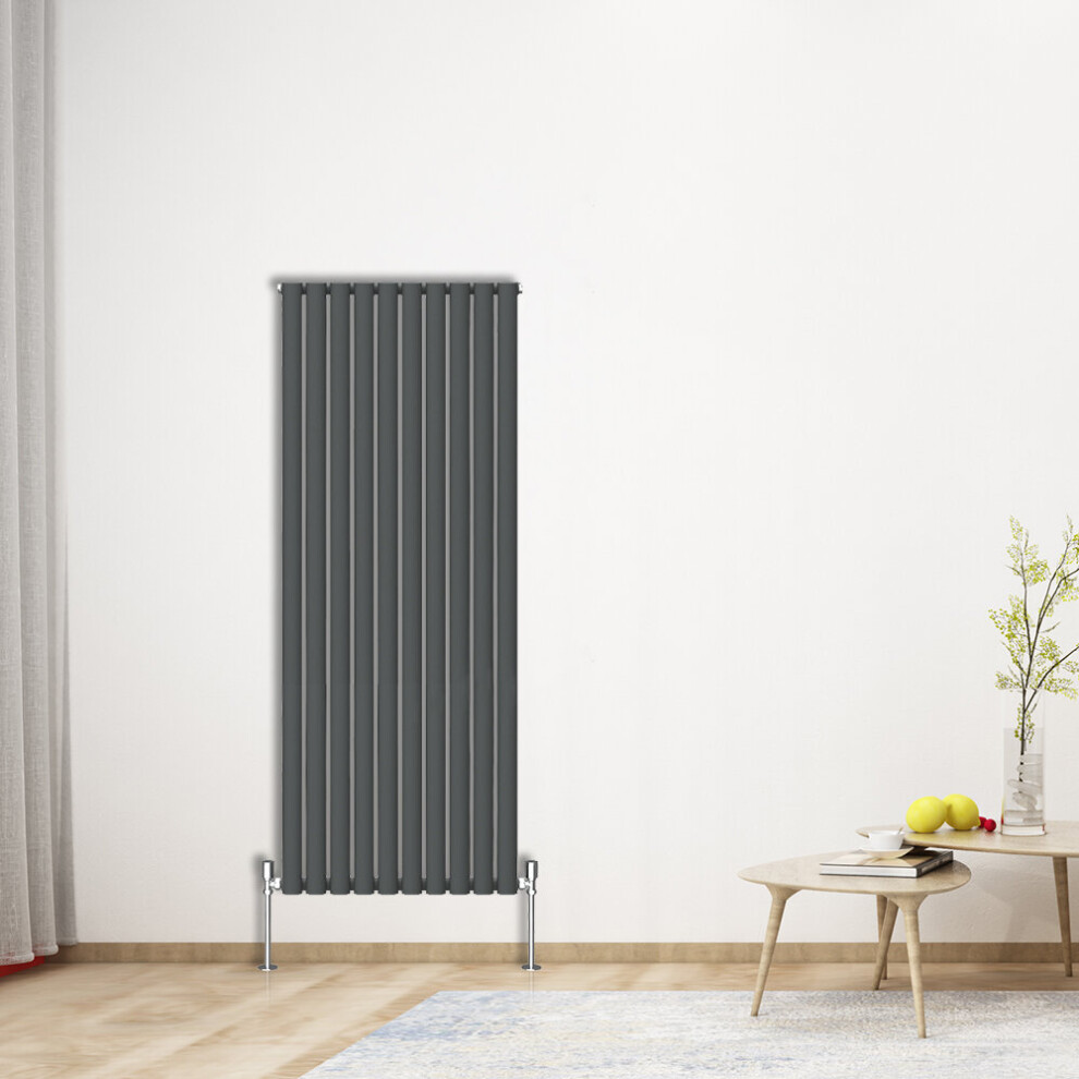 (Vertical 1600x590mm - Single) NRG Oval Column Designer Radiator Bathroom Central Heating Anthracite