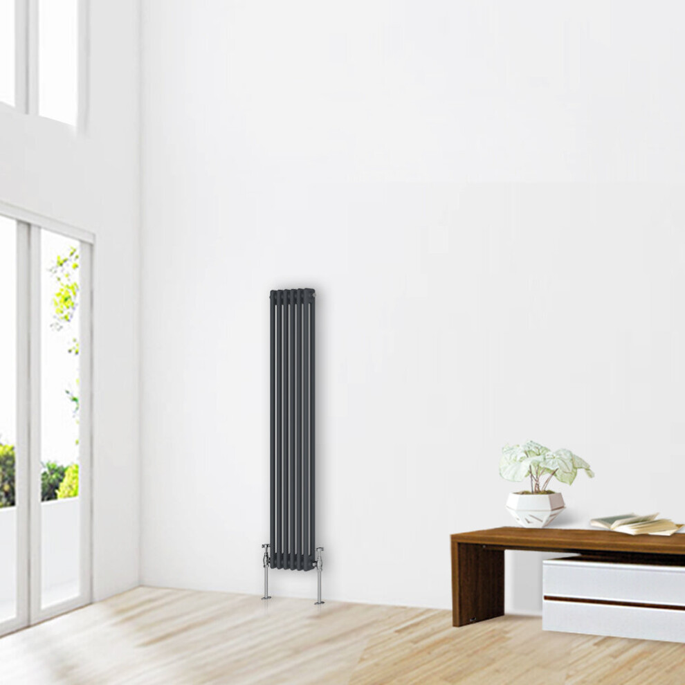 (1500 x 290mm-2 Column) NRG Traditional Anthracite Cast Iron Style Radiator