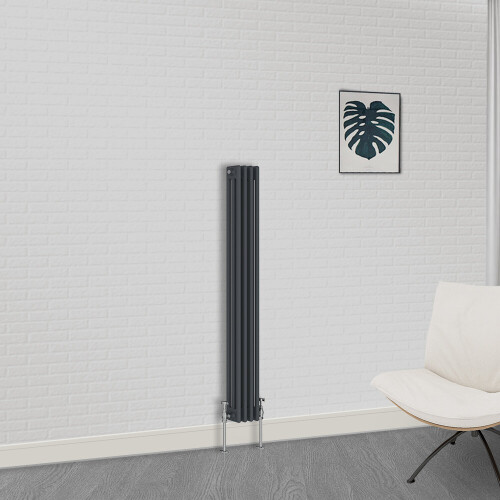 NRG (1500 x 200mm-3 Column) NRG Traditional Anthracite Cast Iron Style Radiator