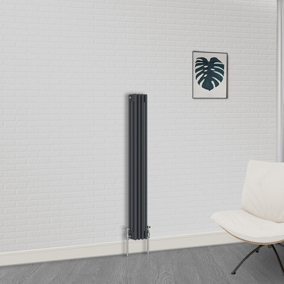 (1500 x 200mm-3 Column) NRG Traditional Anthracite Cast Iron Style Radiator