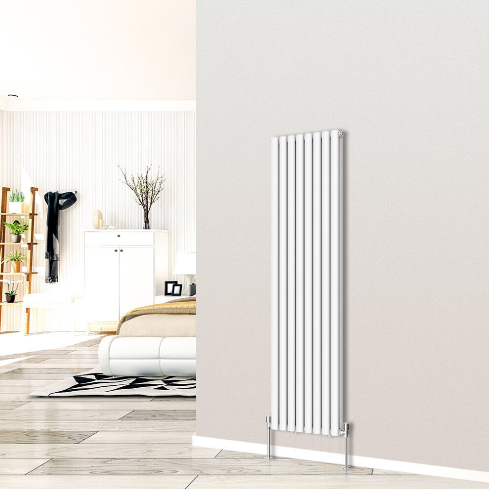 (Vertical 1800x472mm - Double) NRG White Designer Radiator Premium Oval Column Central Heating Perfect for Bathrooms Hallway Kitchen Living Room