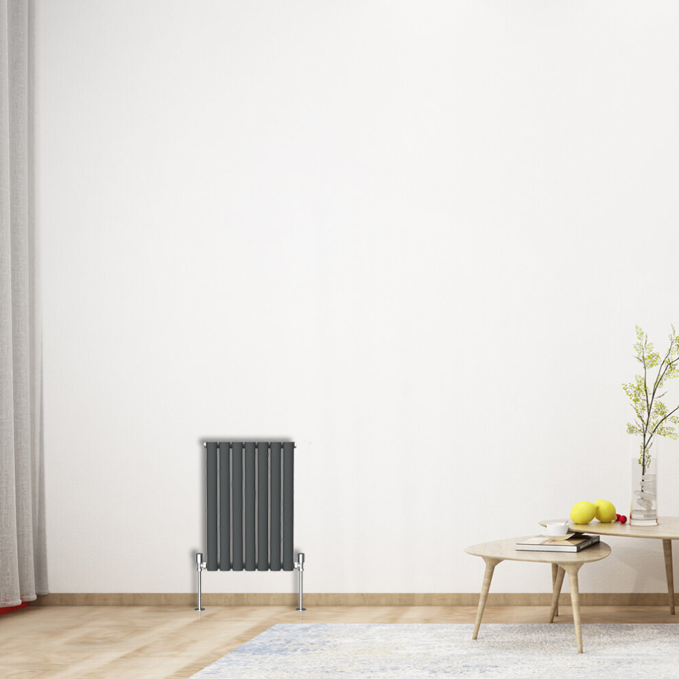 (Horizontal 600x413mm - Single) NRG Oval Column Designer Radiator Bathroom Central Heating Anthracite